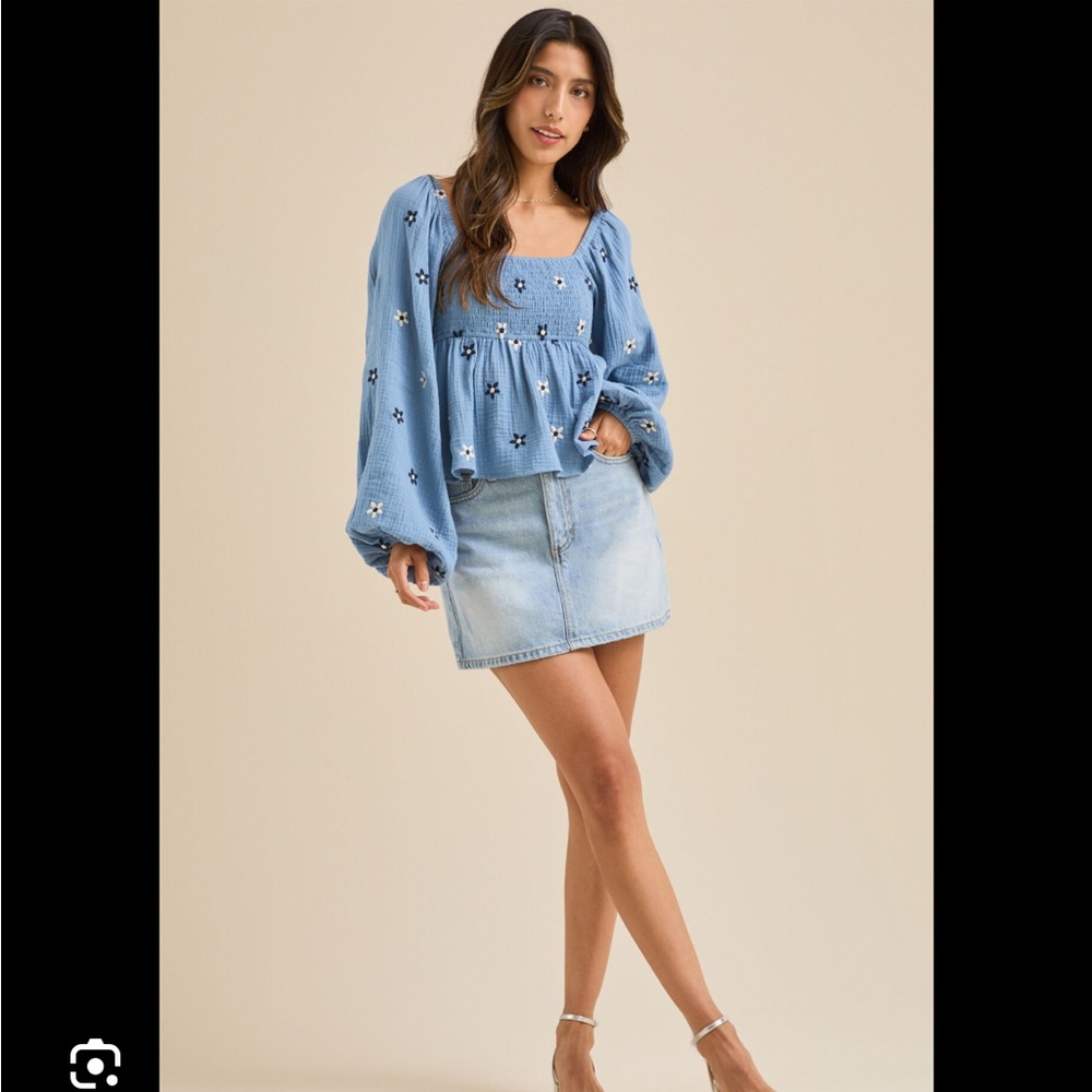 Altar’d State Olivia Embroidered Babydoll Top